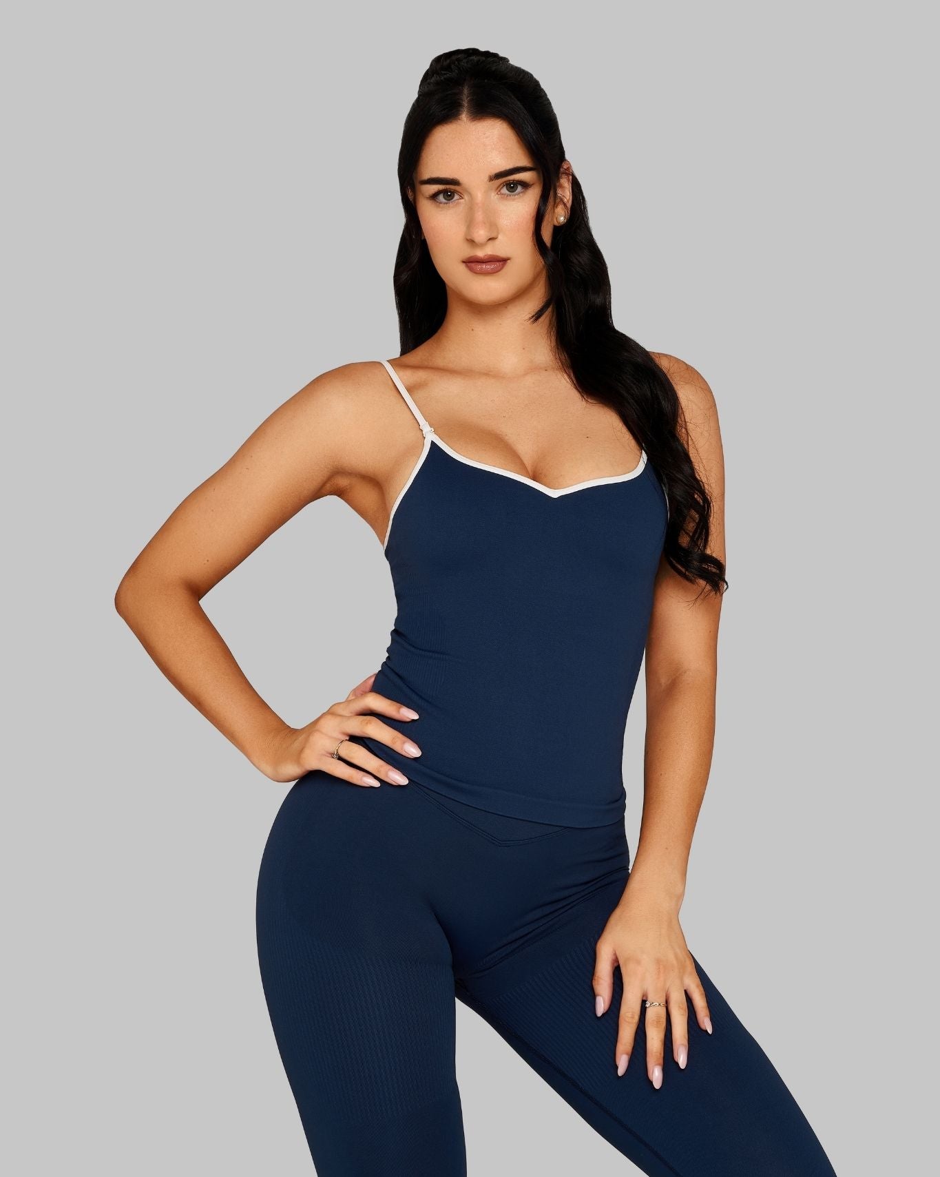 Débardeur Sweetheart Côtelé | Bleu marine