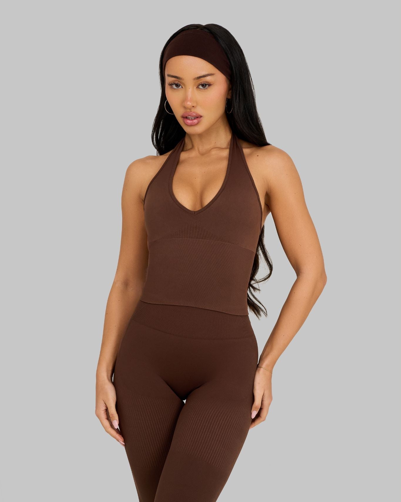 Débardeur Sculptant Sans Coutures à Licou Elevate™ | Marron Bourbon