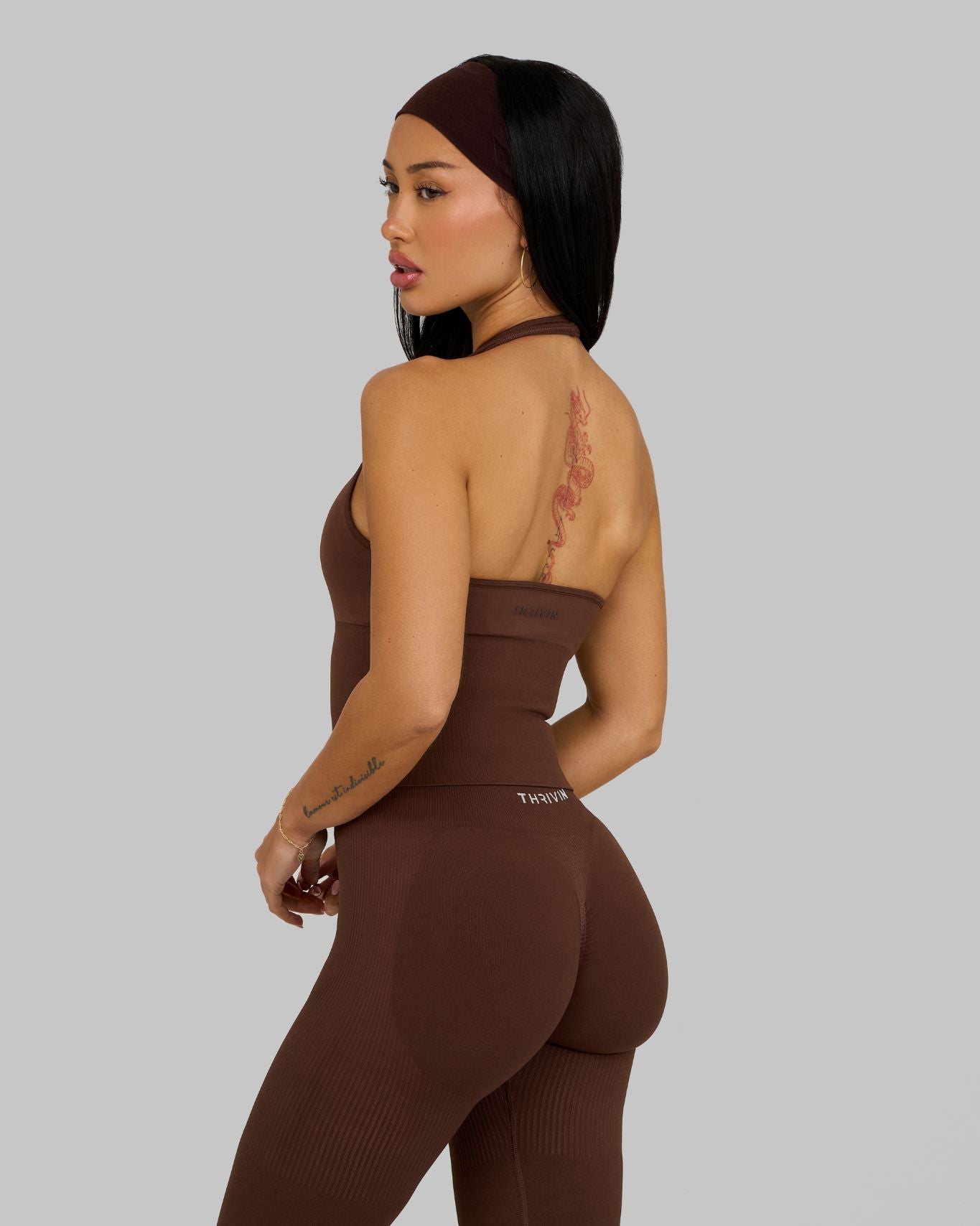 Débardeur Sculptant Sans Coutures à Licou Elevate™ | Marron Bourbon