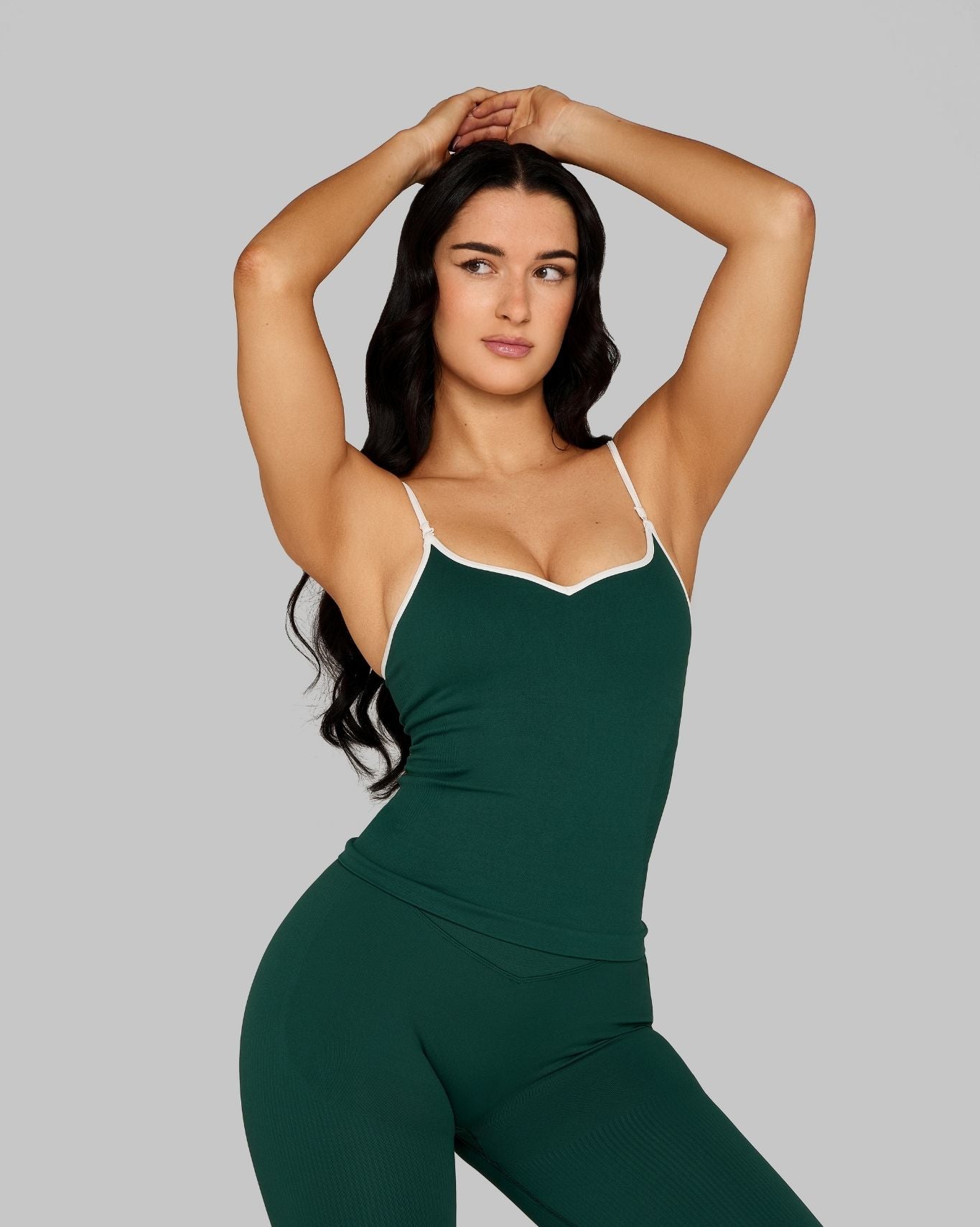 Débardeur Sweetheart Côtelé | Vert Pin