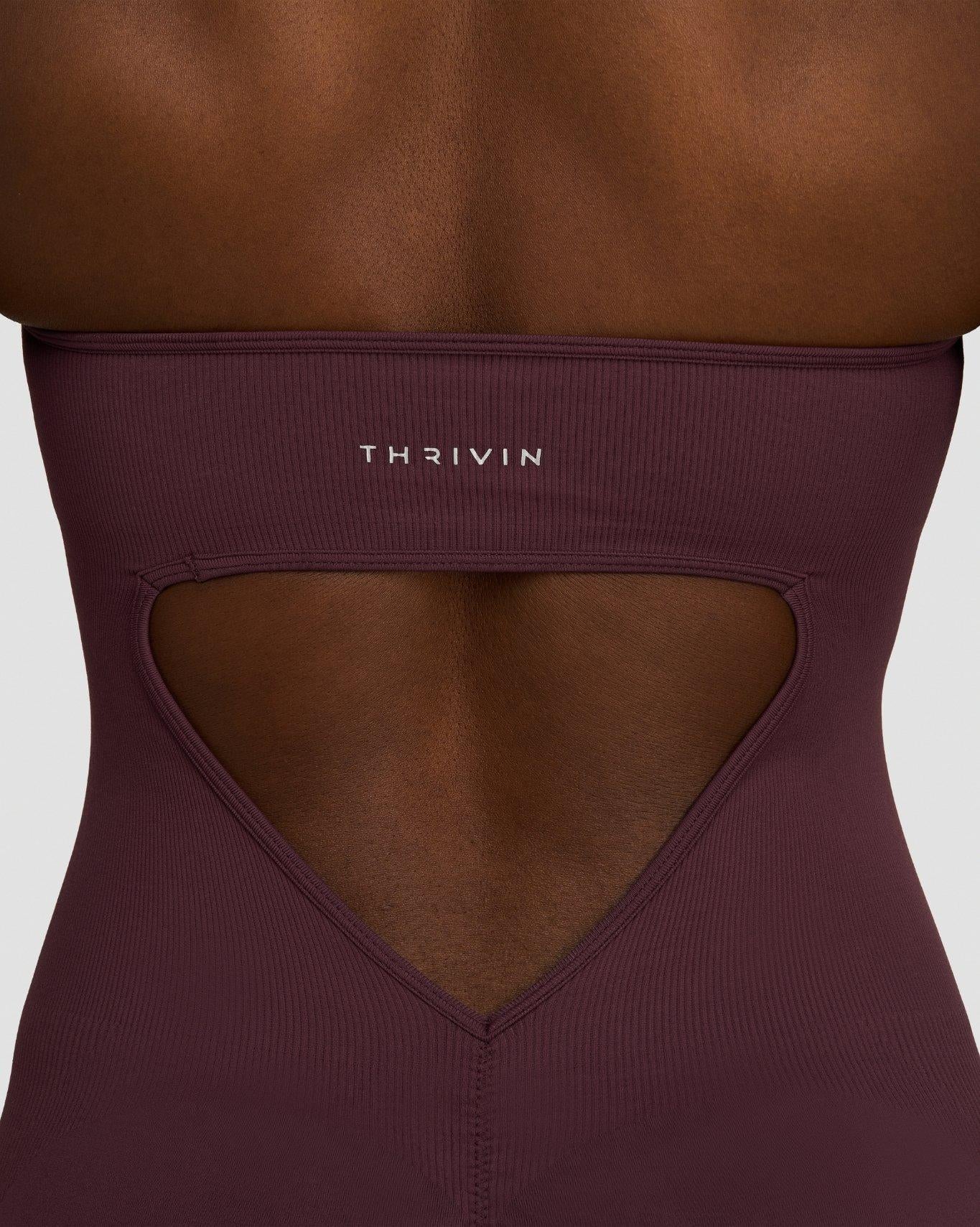 Combinaison une pièce sculptante Elevate™ à encolure dos nu | Mauve Foncé
