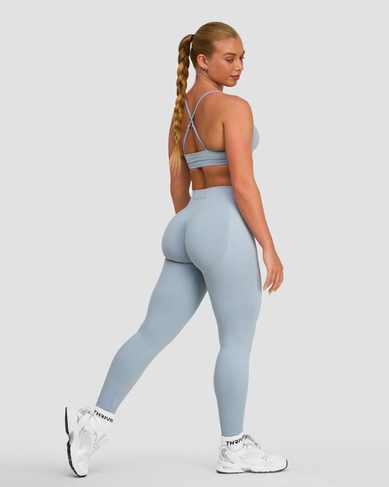 Leggings de maintien taille mi-haute Elevate™ effet froissé | Bleu brumeux