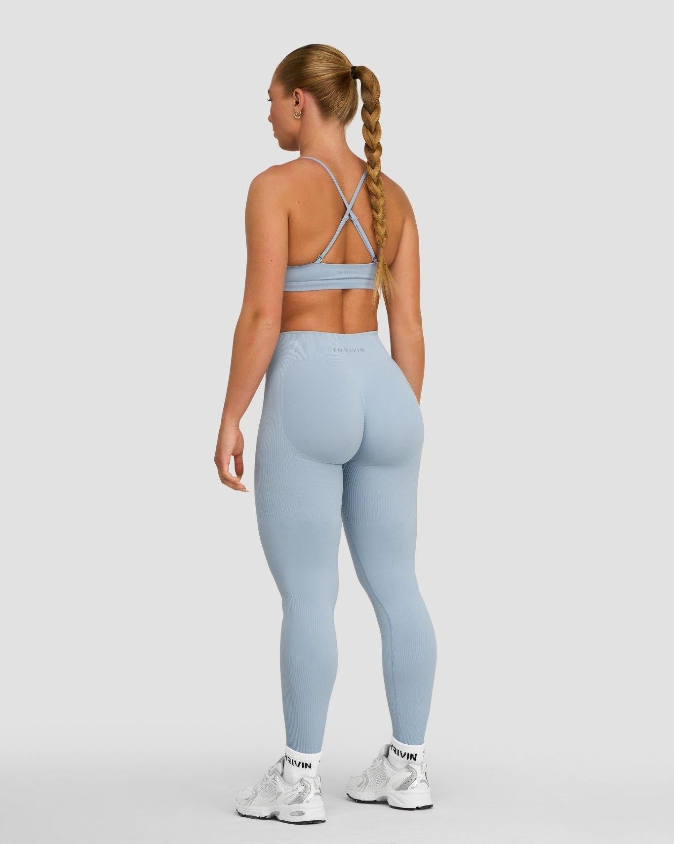 Leggings de maintien taille mi-haute Elevate™ effet froissé | Bleu brumeux