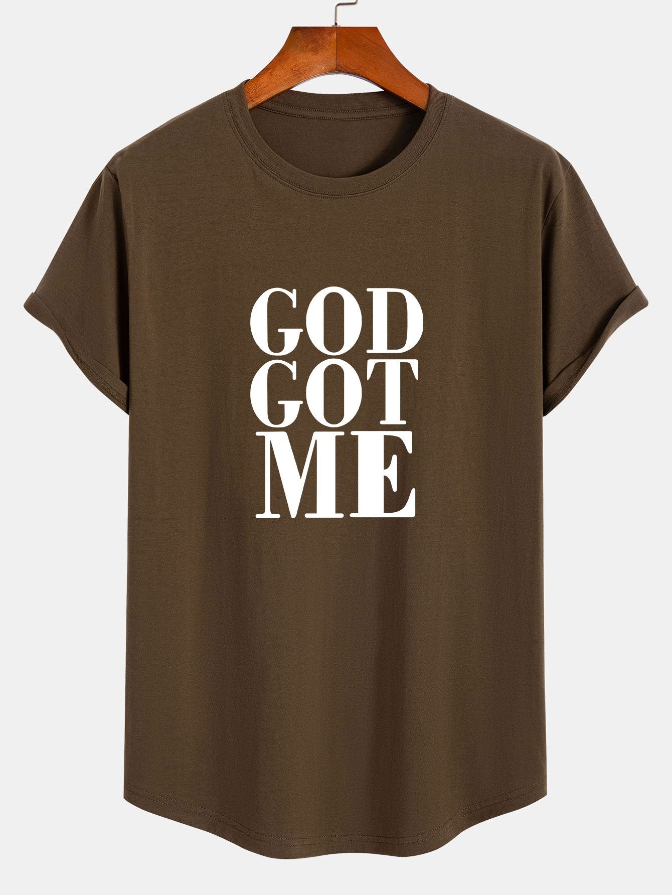 Camiseta de Algodão com Estampa God Got Me e Barra Arqueada