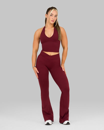 Legging Évasé Sculptant Taille V Elevate™ Froncé | Rouge Bordeaux