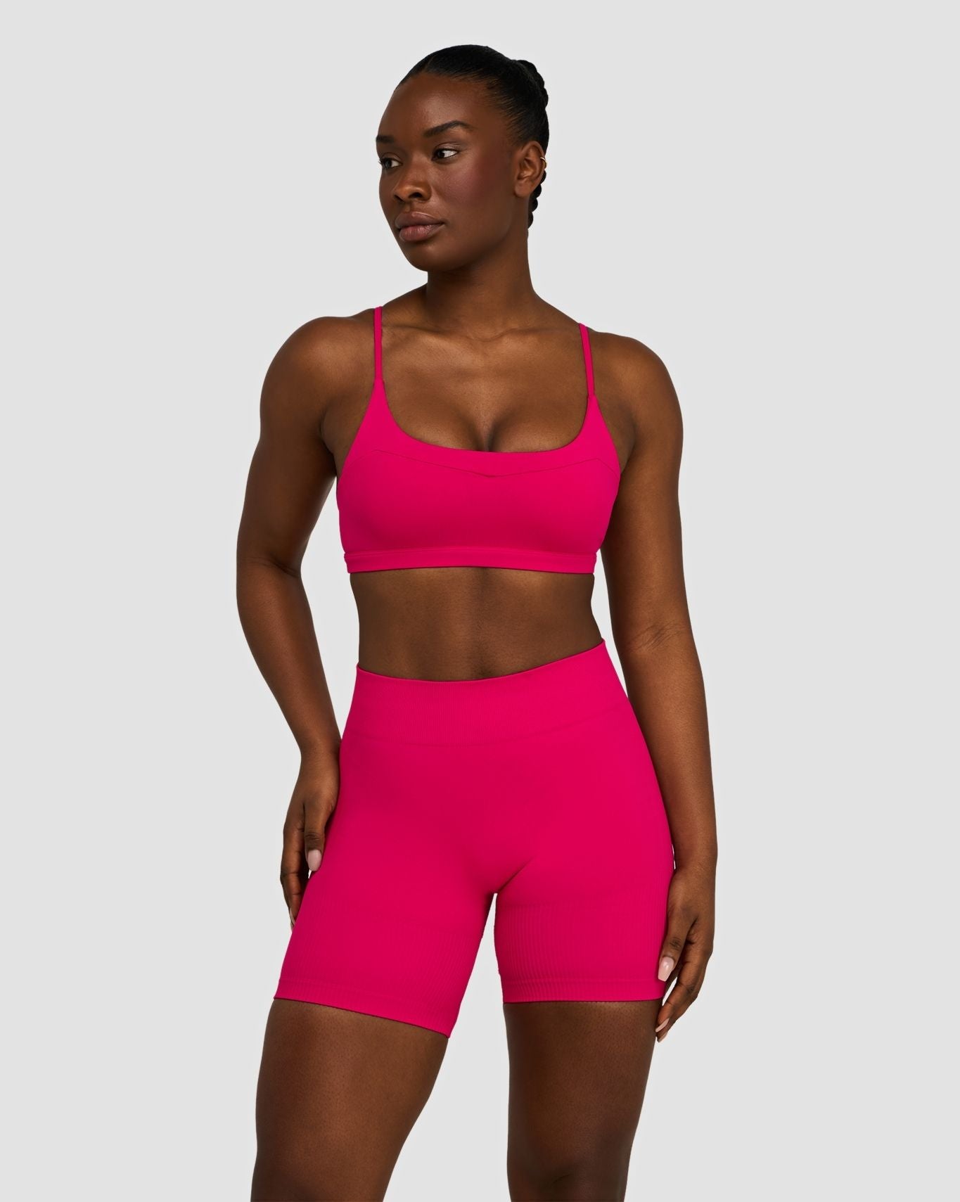 Soutien-gorge sans couture Sculpting en tricot côtelé à col rond Elevate™ | Fraise
