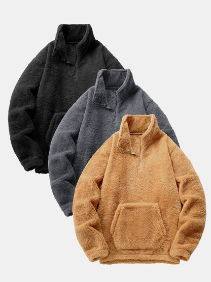 3 Peças de Moletom Teddy com Zíper de 1/4