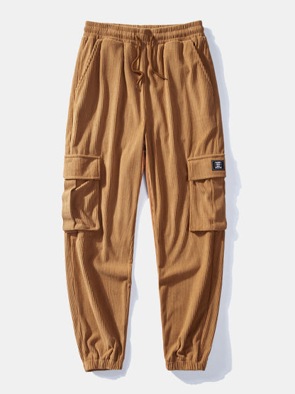 Cor Casaco de Teddy Fleece com Bloco de Cores & Calças Jogger de Corduroy com Corda