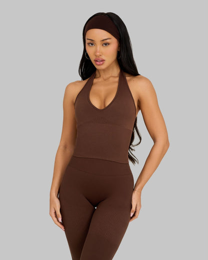 Elevate™ Sculpting Seamless Halterneck Top | Bourbon Brown