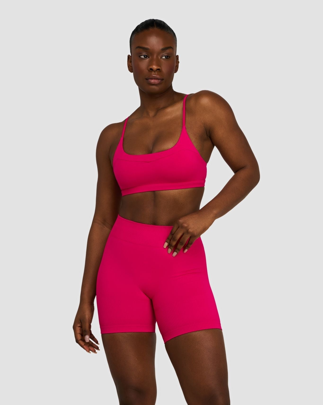 Soutien-gorge sans couture Sculpting en tricot côtelé à col rond Elevate™ | Fraise