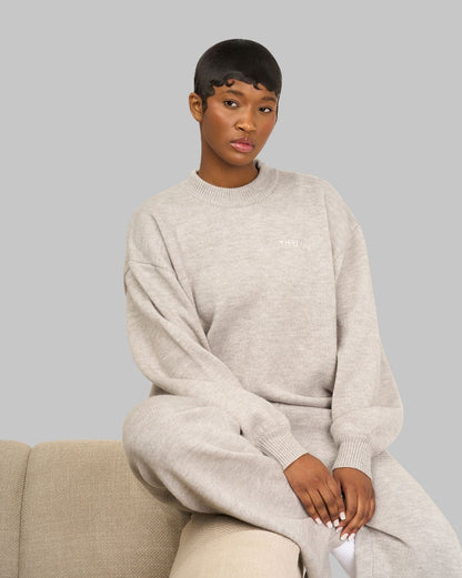 Ensemble 2 pièces pull et pantalon en maille essentielle | Stone