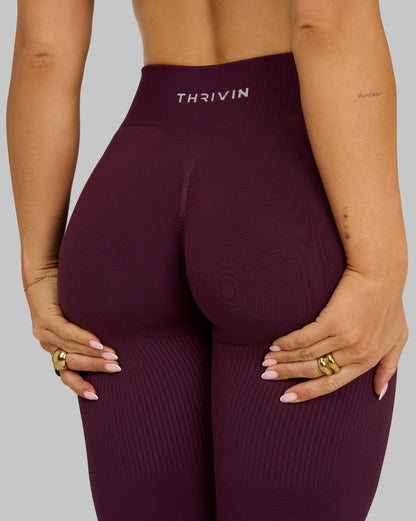 Leggings Sculptant Taille Moyenne à Effet Froncé Elevate™ | Prune Hivernale