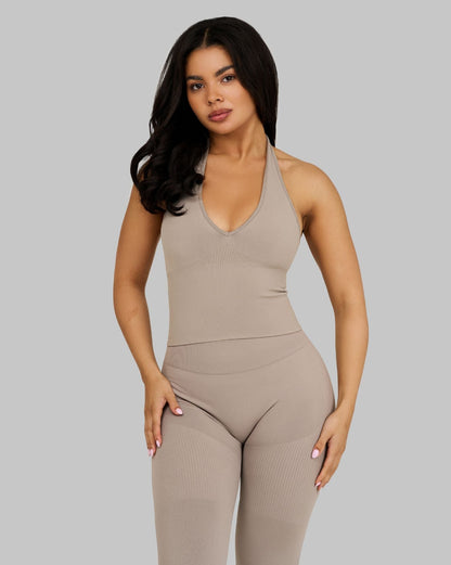 Elevate™ Sculpting Seamless Halterneck Top | Latte