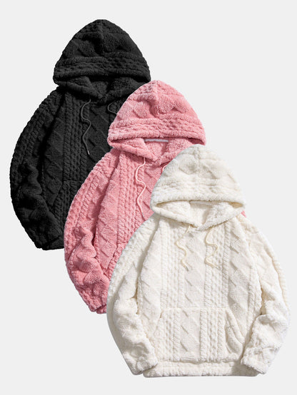3 Peças Geometria Jacquard Teddy Hoodies