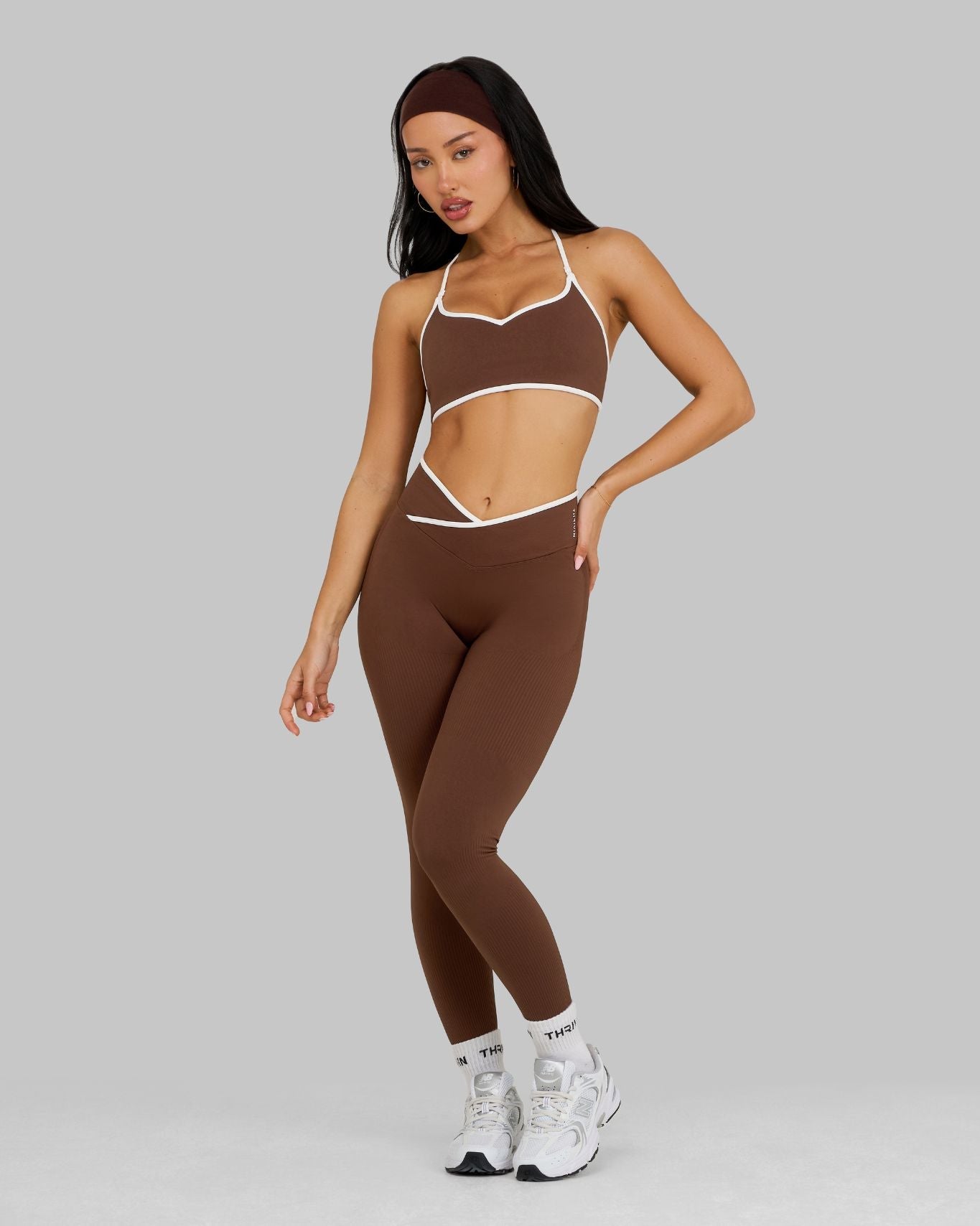 Legging galbant taille en V | Marron Bourbon
