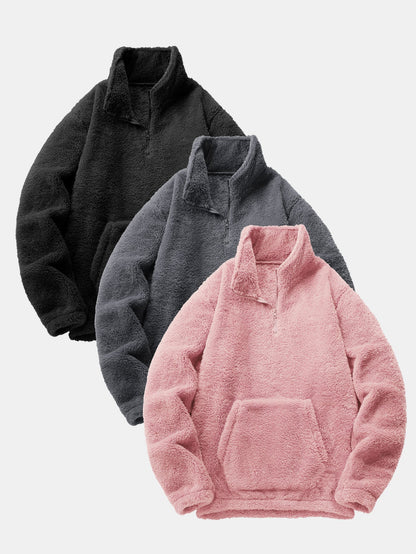 3 Peças de Moletom Teddy com Zíper de 1/4