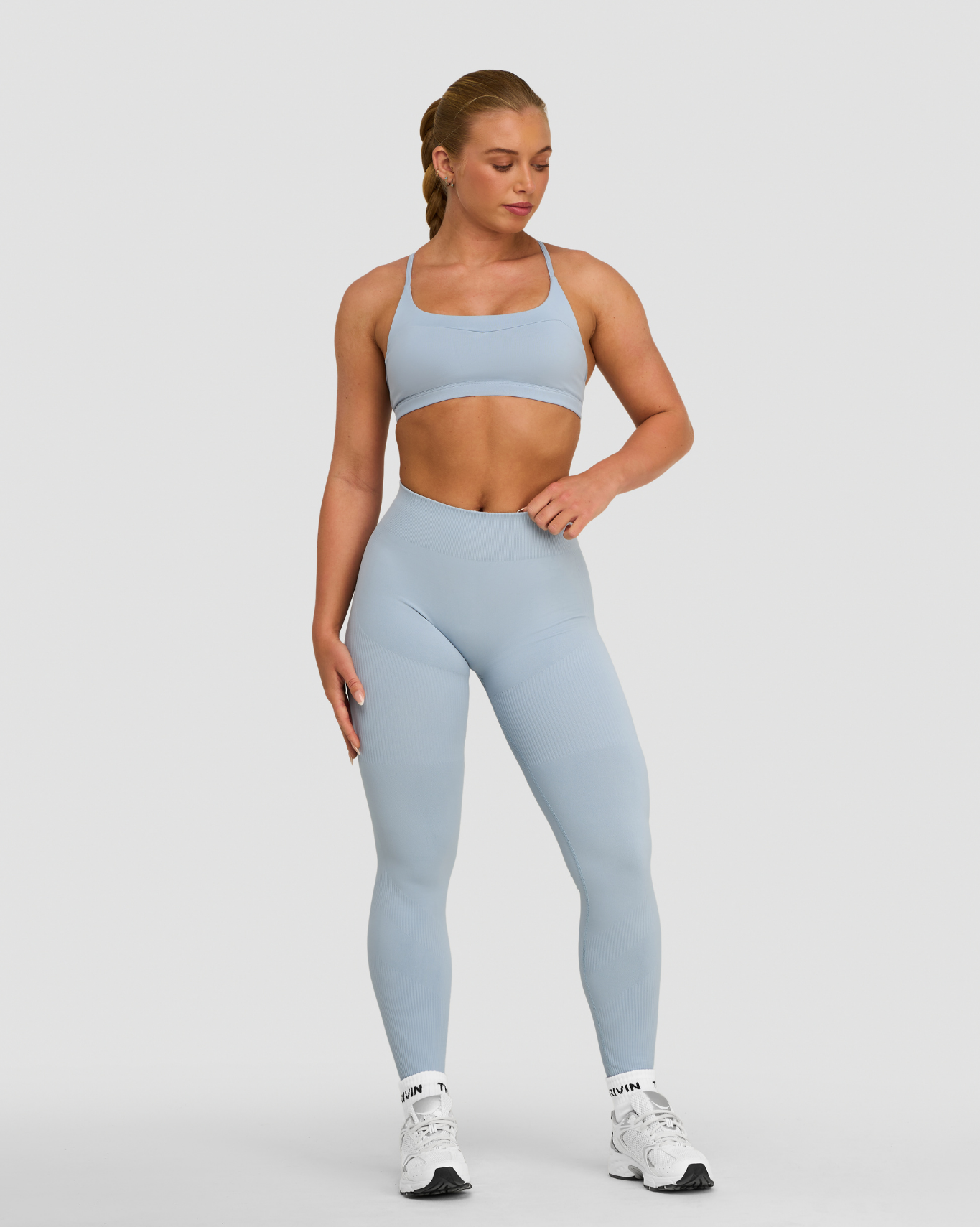 Leggings de maintien taille mi-haute Elevate™ effet froissé | Bleu brumeux