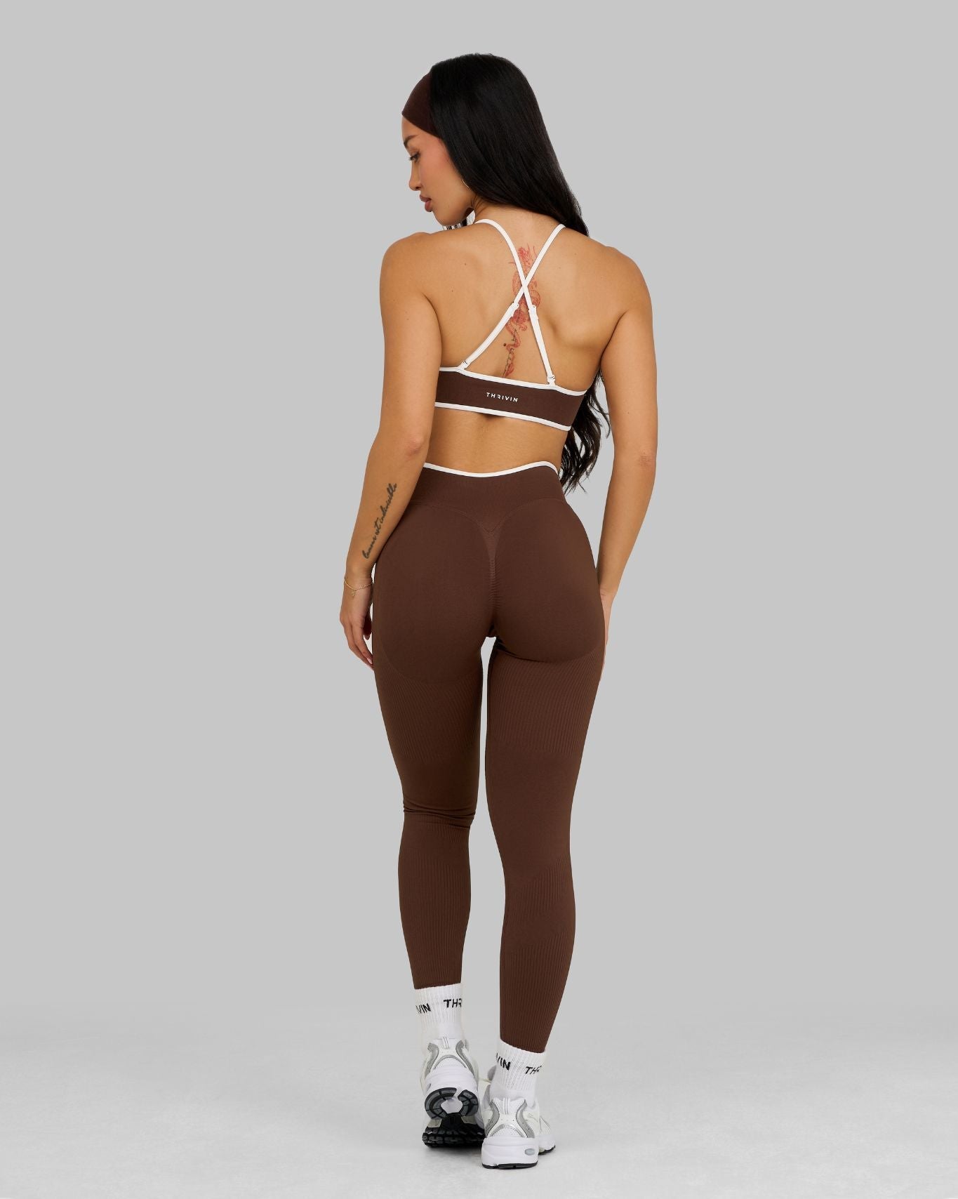 Legging galbant taille en V | Marron Bourbon