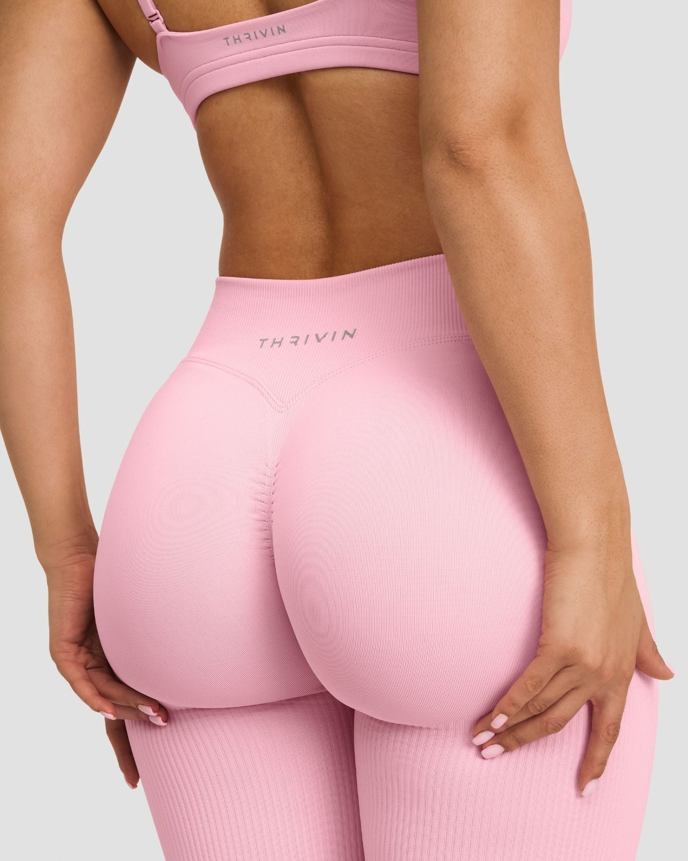Pantalon évasé froncé taille mi-haute en coton Elevate™ Sculpting | Rose poudré