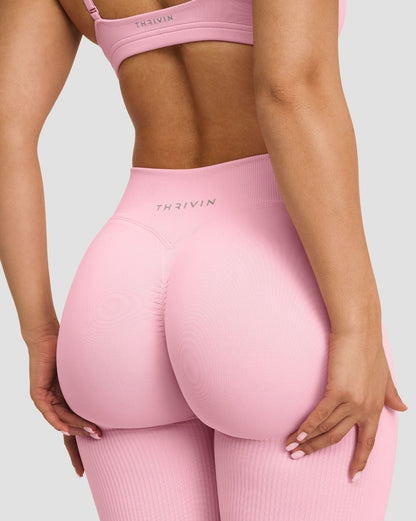 Pantalon évasé froncé taille mi-haute en coton Elevate™ Sculpting | Rose poudré