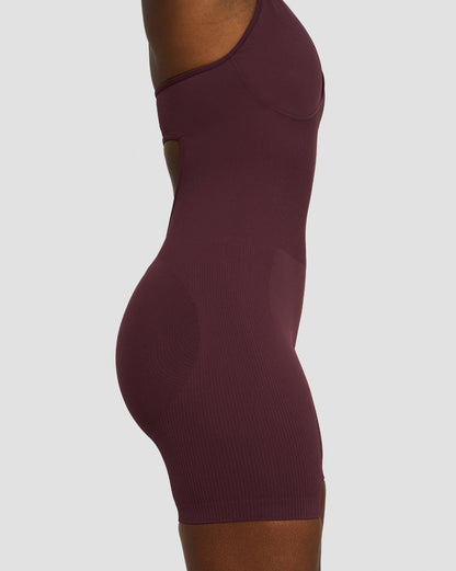 Combinaison une pièce sculptante Elevate™ à encolure dos nu | Mauve Foncé