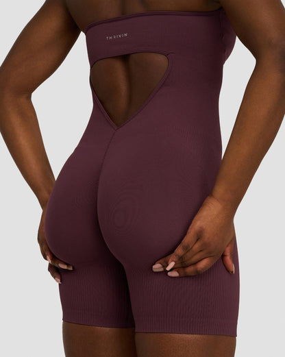 Combinaison une pièce sculptante Elevate™ à encolure dos nu | Mauve Foncé