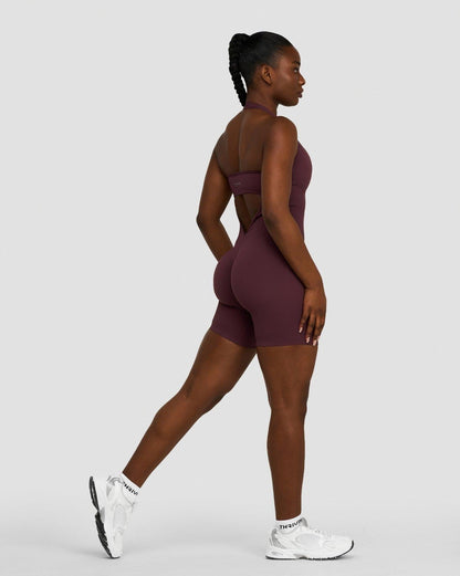 Combinaison une pièce sculptante Elevate™ à encolure dos nu | Mauve Foncé
