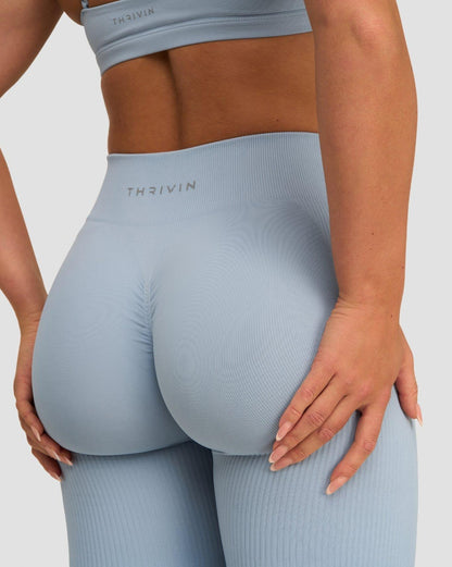 Leggings de maintien taille mi-haute Elevate™ effet froissé | Bleu brumeux