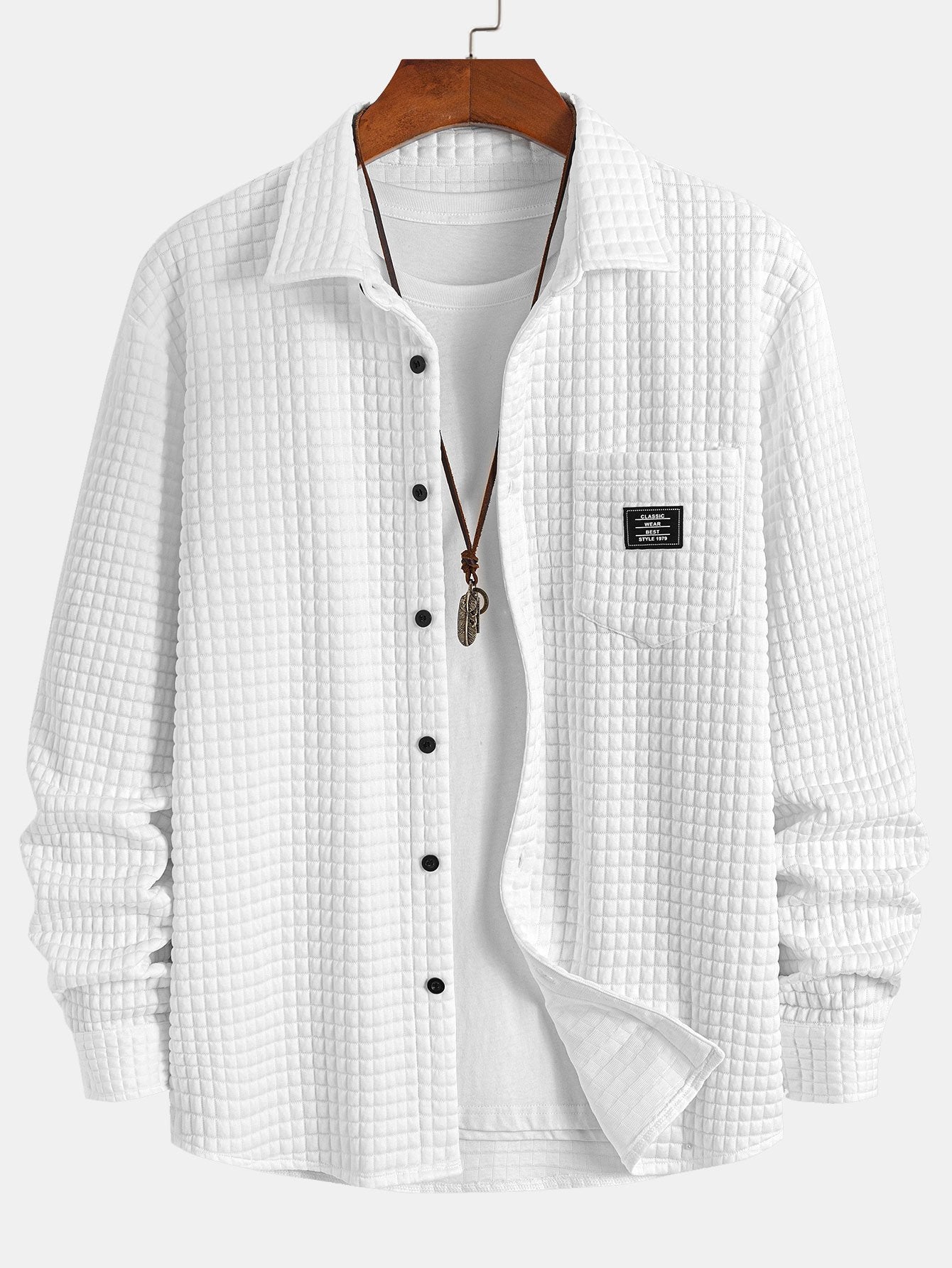 Waffle Button Up camisa e calça de corredor de carga de veludo de cordão drawtring