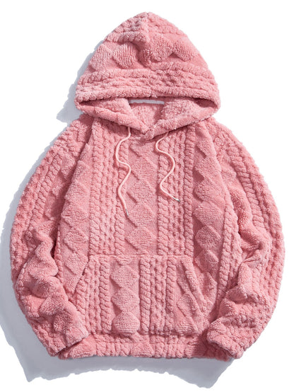 3 Peças Geometria Jacquard Teddy Hoodies