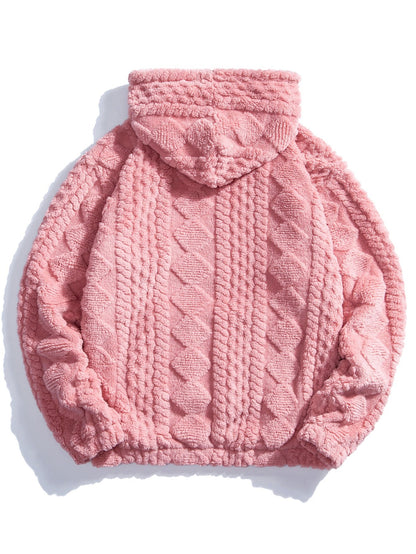3 Peças Geometria Jacquard Teddy Hoodies